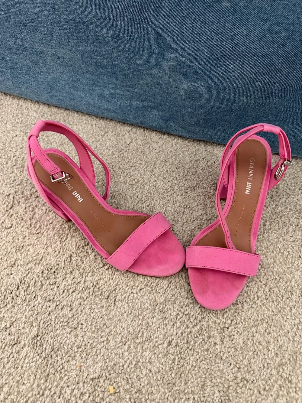 Gianni Bini Hot Pink Block Heel Ankle Strap Sandals